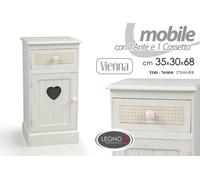 MOBILE COMODINO VIENNA CASSETTO+ANTA IN LEGNO SHABBY CHIC 353068 CM TDE-761010