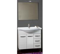 MOBILE COMPLETO BAGNO CLAUDIA 82x35x84h BIANCO PORTUNA LAVABO SPECCHIO LUCE LED
