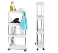 Mobile Componibile da Bagno o Cucina Carrello Portaoggetti 4 Livelli con Ruote