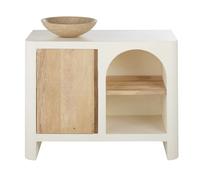 Mobile con 1 lavabo in legno di mango beige e bianco crema