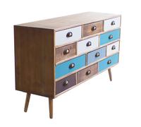 Mobile con 12 cassetti in legno di pino multicolor 120x35,5xH67 cm CANADA