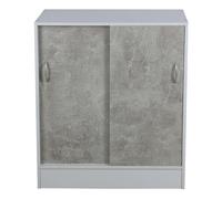 Mobile con 2 ante e 2 ripiani in pannello truciolare 60x30xH71 cm bianco grigio