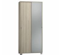 Mobile con 2 ante scorrevoli 8 ripiani e specchio Armadio olmo 190H DA SCONTARE