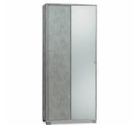 Armadio con 2 ante scorrevoli e Specchio naturale H190 L82 P41 Cm colore Cemento