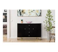 Mobile con i lati smussati con 2 ante e 4 cassetti, MONTPELLIER, Dimensioni 120x45xh 80 cm - Peso 34,8 kg La struttura in metallo dorato e tessuto imbottito nero