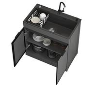 Mobile con Lavabo in Acciaio Inox,Lavello da Cucina 1 Vasca con Mobiletto Base,Mobile da Bagno con Rubinetto e Tubo Flessibile,Lavatoio con Ante,per Bagno Degli Ospiti Ristorante ( Size : 60x45x83.5cm