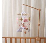Mobile con orsetto rosa e stelle, mobile da culla neutro per il genere, campanella da culla fatta a mano, il miglior regalo per bambini a Natale e compleanno Venere Orso RosaPoliestere