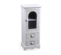 MOBILE CON VETRINA CUORE ANTA 2 CASSETTI IN LEGNO SHABBY CHIC 80X32X26CM 662218