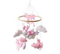 Mobile Coniglietto Crocheted Per Culla Del Bambino, Mobile Asilo Per Culla | Bunny CullaBoho Crib Con Una Rosa E Decorazione Celeste, Un Asilo Neutrale In Quanto A Sesso