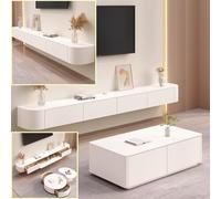 Mobile console TV sospeso a parete, elegante unità multimediale con scomparti multipli per soggiorno e camera da letto (bianco, 180 x 20 x 24 cm)