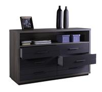 Composad | Mobile Contenitore con 6 Cassetti e 1 Vano, mobile Soggiorno, Madia Ingresso, Cassettiera, (LxAxP) 150x95,10x50 cm, Colore Rovere e Grigio Laccato, Made in Italy