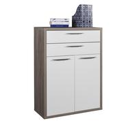 Composad | Mobile Contenitore della Linea DISEGNO con 2 Ante e 2 Cassetti, Armadietto Porta documenti da Archivio, (LxAxP) 81,60x112x35,70 cm, Rovere Sonoma e Bianco Laccato, Made in Italy