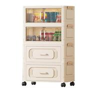 Mobile Contenitore Multifunzionale Con Cassetti E Ruote, Libreria Ad Alta Capacità, Scaffalatura Da Pavimento Pieghevole Per Soggiorno, Camera Da Letto, Ufficio O Studio.(4 layers)