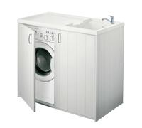 Mobile copri lavatrice 109x60 cm con lavatoio asse e kit di scarico