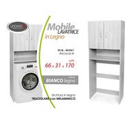 MOBILE COPRI LAVATRICE BIANCO LEGNO SCAFFALE LAVANDERIA RIPIANI SALVASPAZIO 170c