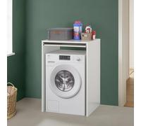 Mobile Coprilavatrice 70 Cm Salvaspazio Linea Pilar Colonna In Legno Bianco Con Cassetto Superiore Scorrevole