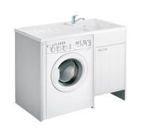 MOBILE COPRILAVATRICE CON LAVATOIO REVERSIBILE IN PVC BIANCO 109x60 CM MOD. I...