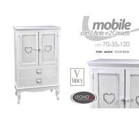 MOBILE CREDENZA CUCINA SALOTTO BAGNO CUORE CUORI LEGNO SHABBY CHIC 1207035cm