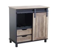 Mobile credenza da interno bar pub in acciaio e legno con 2 cassetti ed 1 anta scorrevole Linea Industrial