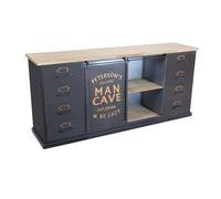 Mobile credenza da interno salotto bar pub e ristoranti in acciaio e legno con 8 cassetti e ante scorrevoli Linea Industrial