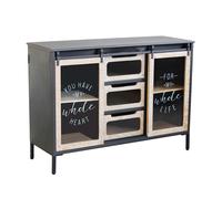 Mobile credenza madia da interno bar pub interamente in ferro con 2 ante laterali e 3 cassetti centrali in legno Linea Industrial