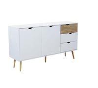 Mobile credenza madia da interno in legno con 2 ante e 3 cassetti 147x39x82h cm Natural White