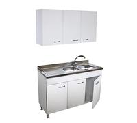 Mobile Cucina 3 Ante con lavello Inox Destro 120, con scolapiatti e pensile