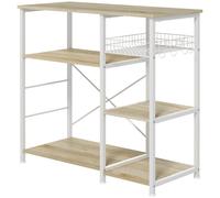 Mobile Cucina 4 Ripiani 90x40x84,5 cm in Legno e Acciaio Quercia e Bianco