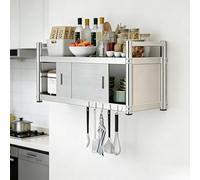 Mobile Cucina Dispensa Armadio Cucina a Parete Acciaio Inossidabile Mono/doppio Livello Organizzatore Senza Pannello Posteriore Mobile Dispensa Alto(100x35x50cm(39x14x20in))