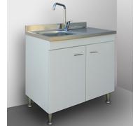 MOBILE CUCINA LAVELLO INOX SOTTOLAVELLO 2 ANTE SCOLAPIATTI BIANCO 80X50 BASIC
