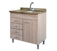 MOBILE CUCINA LAVELLO INOX SOTTOLAVELLO CASSETTI 80X50 SCOLAPIATTI OLMO BASIC