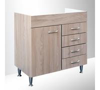 MOBILE CUCINA LAVELLO INOX SOTTOLAVELLO CASSETTI 80X50 SCOLAPIATTI OLMO BASIC