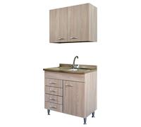 MOBILE CUCINA LAVELLO INOX SOTTOLAVELLO CASSETTI 80X50 SCOLAPIATTI OLMO BASIC