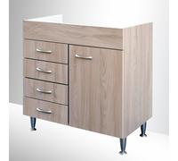 MOBILE CUCINA LAVELLO INOX SOTTOLAVELLO CASSETTI 80X50 SCOLAPIATTI OLMO BASIC
