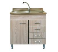 MOBILE CUCINA LAVELLO INOX SOTTOLAVELLO CASSETTI 80X50 SCOLAPIATTI OLMO BASIC