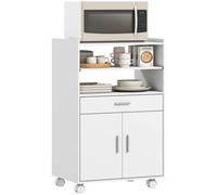 Mobile Cucina Multiuso 59x40x92 cm con Ripiano Estraibile in MDF Bianco