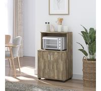 Mobile Cucina Multiuso con 4 Ruote, Armadietto e Ripiano per Microonde, 60.4x40.3x97cm - Grigio