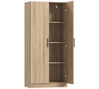 Mobile Cucina Multiuso Credenza Moderna 75x40x165 cm Ante a Chiusura Ammortizzata Color Legno