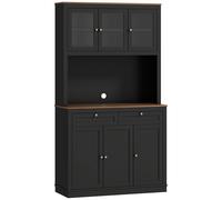 Mobile Cucina Multiuso Dispensa con Mensola e Foro Passacavi 100x40x180 cm in MDF Nero