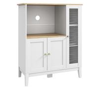 Mobile Cucina Multiuso per Microonde 80x35x97 cm Ripiani Chiusi e Mensola con Passacavi in MDF Bianco