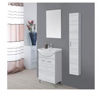 Mobile bagno a terra 2 Ante Grigio Lavabo Specchio Composizione 56x45 cm 799083