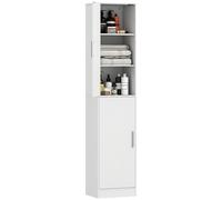Mobile da Bagno a Colonna 40x35x180 cm con 2 Armadietti in Legno Bianco