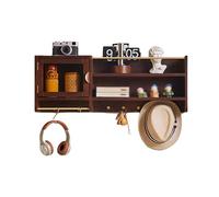 Mobile da bagno a parete con barra in ottone, finitura rovere, 3 scomparti, foratura necessaria per l'installazione, ideale per cucina e soggiorno (80 x 18 x 30 cm)