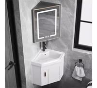 Mobile da Bagno Ad Angolo con Lavandino E Armadietto A Specchio A LED, Mobile Lavabo Ad Angolo con Lavabo, Mobile Lavabo da Bagno Piccolo A Parete, Set di Mobili da Bagno per Pi, Grå, 38cm/15