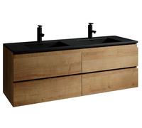 Mobile da bagno Angela 140cm Rovere con Lavello Nero - armadio mobiletto lavabo