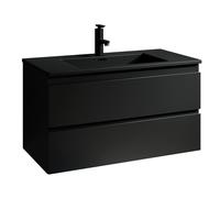 Mobile da bagno Angela 90cm Nero Opaco con Lavello Nero - armadio mobiletto