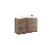 Mobile da Bagno con Due lavandini e 3 cassetti, Collezione FRASSI. Colore Rovere Chiaro.