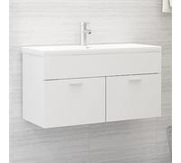 Mobile da bagno con lavabo incorporato, armadio portaoggetti 1 scomparto 2 ante, design moderno ed elegante, facile da pulire, materiale robusto in legno