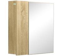 Mobile da bagno con Specchio e 4 Ripiani interni, in truciolato, 60x15x60cm, color Legno