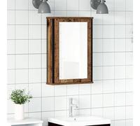 Mobile da bagno con specchio in legno antico 42 x 12 x 60 cm, design elegante funzionale e robusto, ampio spazio per articoli da toeletta e accessori, montaggio